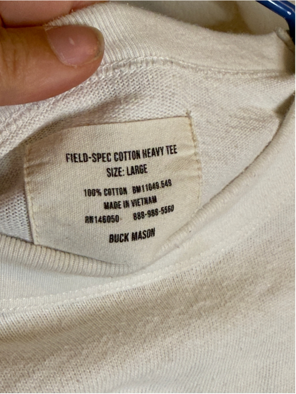 Buck Mason Field-Spec Cotton Heavy Tee White Large - Picture 3 of 4